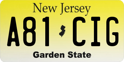 NJ license plate A81CIG