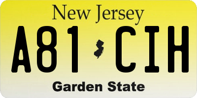 NJ license plate A81CIH