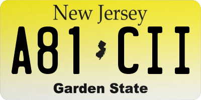 NJ license plate A81CII