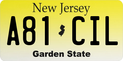 NJ license plate A81CIL