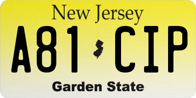 NJ license plate A81CIP