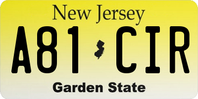 NJ license plate A81CIR
