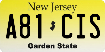 NJ license plate A81CIS