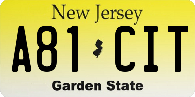 NJ license plate A81CIT