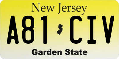 NJ license plate A81CIV