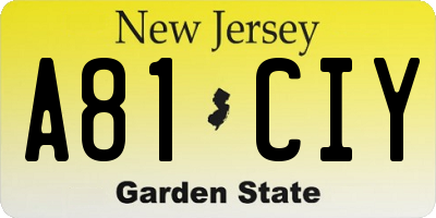 NJ license plate A81CIY