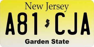 NJ license plate A81CJA