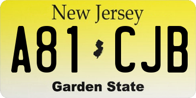 NJ license plate A81CJB