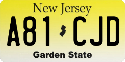 NJ license plate A81CJD