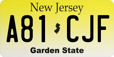 NJ license plate A81CJF
