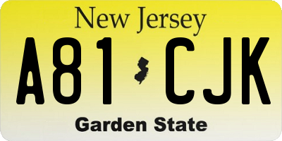 NJ license plate A81CJK
