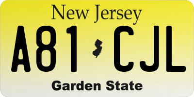 NJ license plate A81CJL