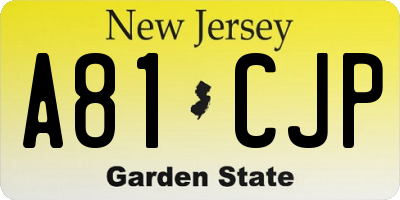 NJ license plate A81CJP