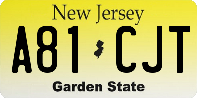 NJ license plate A81CJT