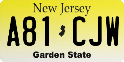 NJ license plate A81CJW