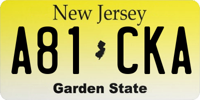 NJ license plate A81CKA