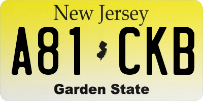 NJ license plate A81CKB