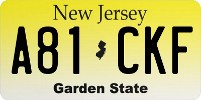 NJ license plate A81CKF