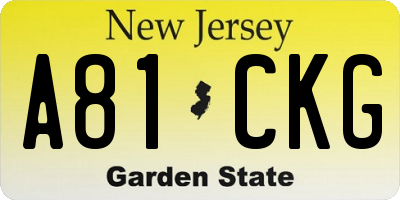 NJ license plate A81CKG