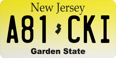 NJ license plate A81CKI