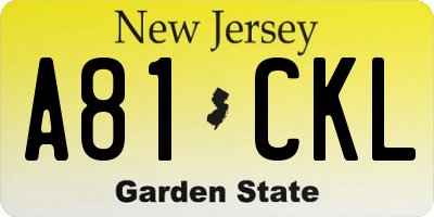 NJ license plate A81CKL