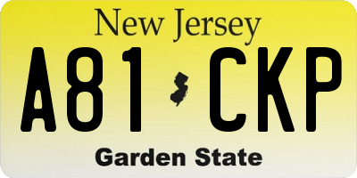 NJ license plate A81CKP