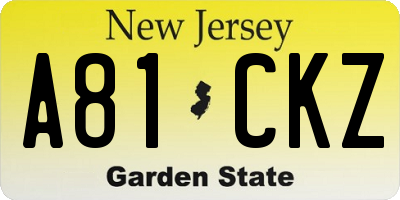 NJ license plate A81CKZ