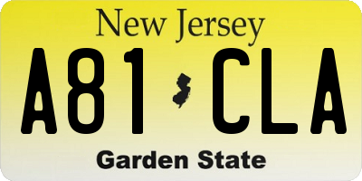 NJ license plate A81CLA