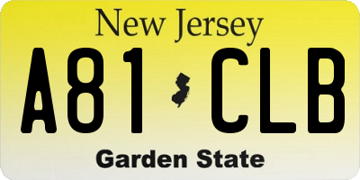 NJ license plate A81CLB