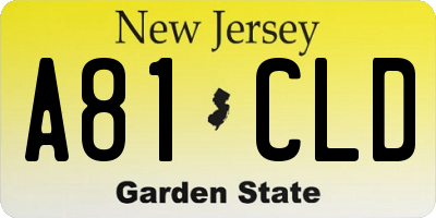 NJ license plate A81CLD