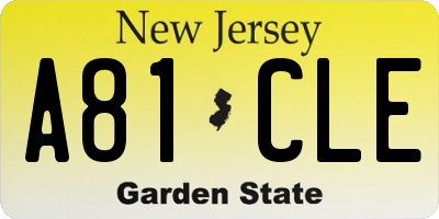 NJ license plate A81CLE