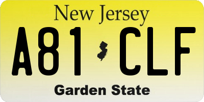 NJ license plate A81CLF