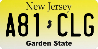 NJ license plate A81CLG