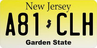 NJ license plate A81CLH