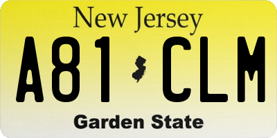 NJ license plate A81CLM