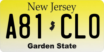 NJ license plate A81CLO