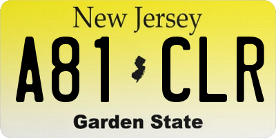NJ license plate A81CLR