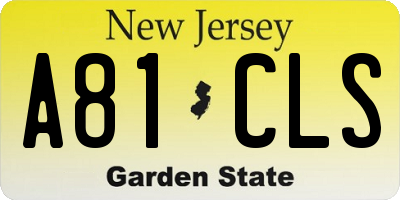 NJ license plate A81CLS