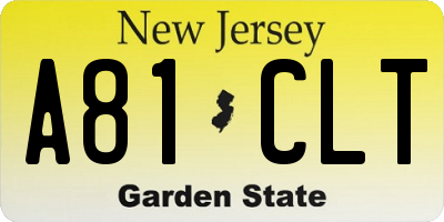 NJ license plate A81CLT