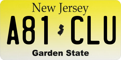 NJ license plate A81CLU