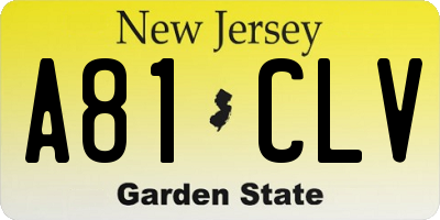 NJ license plate A81CLV