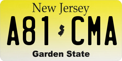 NJ license plate A81CMA