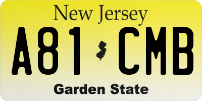 NJ license plate A81CMB