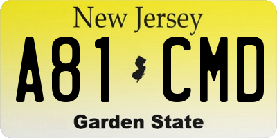 NJ license plate A81CMD