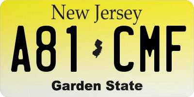 NJ license plate A81CMF