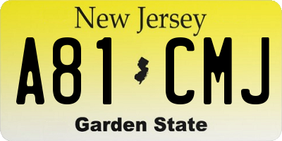 NJ license plate A81CMJ