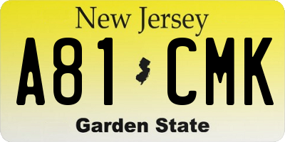 NJ license plate A81CMK