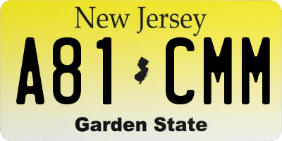 NJ license plate A81CMM