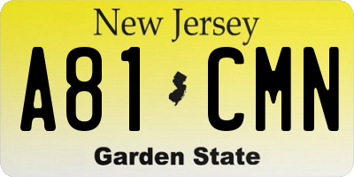 NJ license plate A81CMN