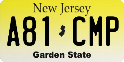 NJ license plate A81CMP